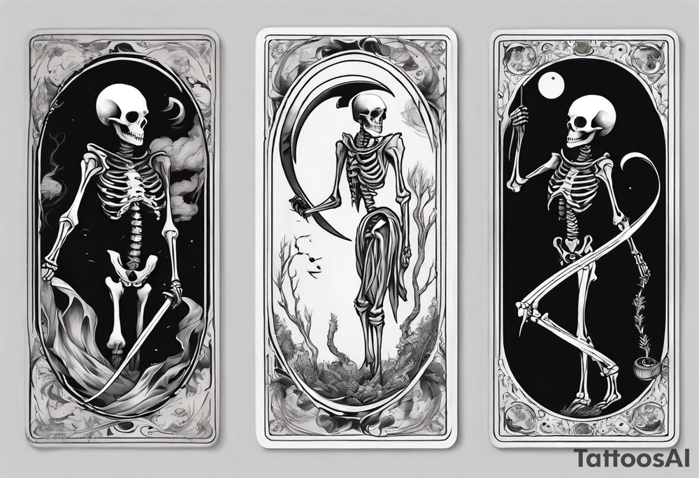 Ying yang death tarot card scythe skeleton tattoo idea