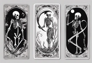 Ying yang death tarot card scythe skeleton tattoo idea
