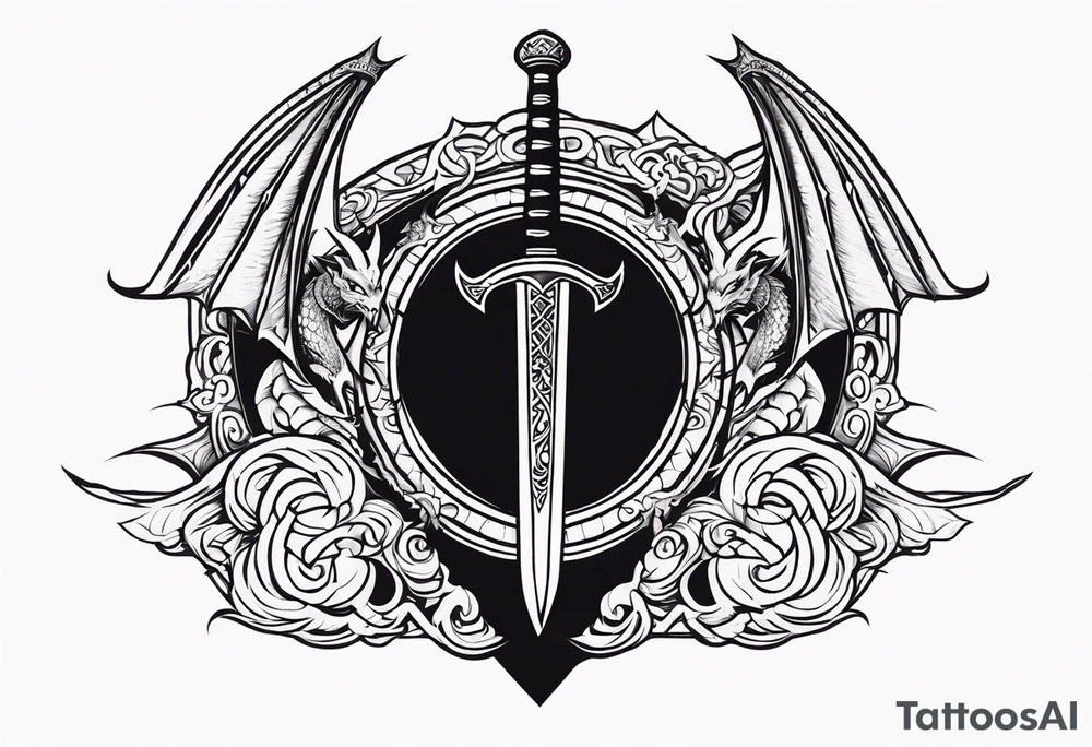 Valhalla sword ship dragon shield tattoo idea