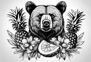 Bear loves pineapples and coconuts tattoo idea
