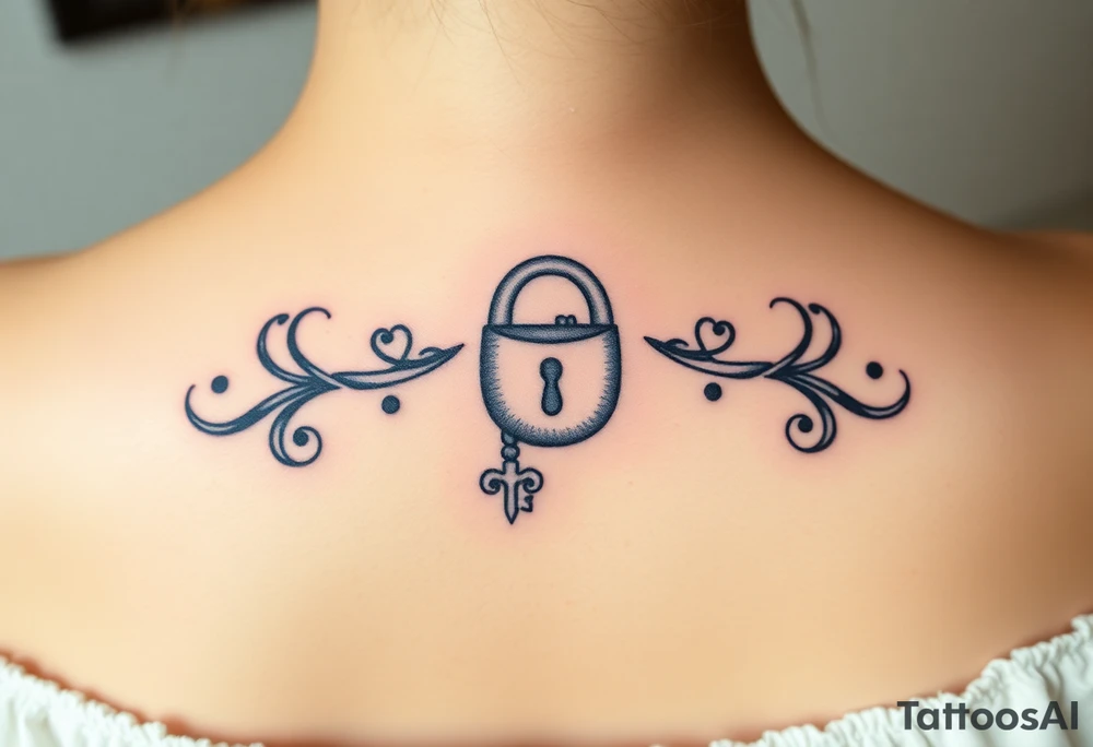 combination of key and lock as two wedding rings as symbol of infinity tattoo idea
