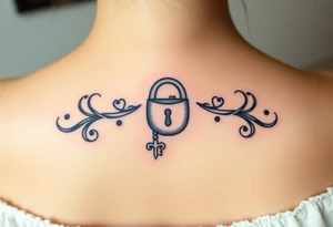 combination of key and lock as two wedding rings as symbol of infinity tattoo idea