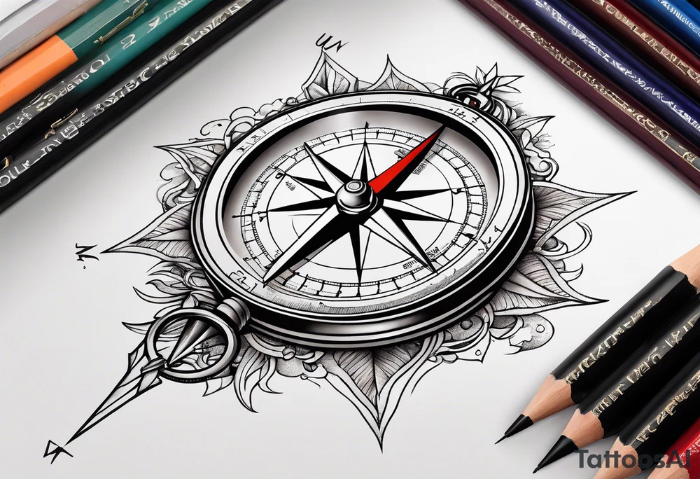 metal compass tattoo idea