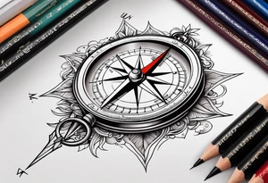 metal compass tattoo idea