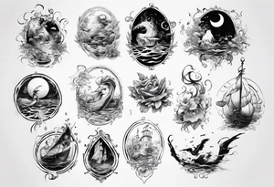 Water theme, romanic, music style tattoo idea