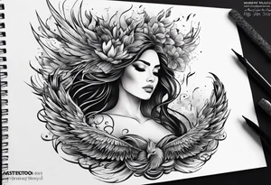 Like a phoenix rising from ashes, a woman who's has been through pain and now finding her strength tattoo idea