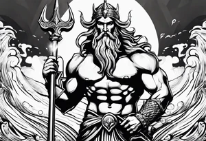 Poseidon on water with his trident tattoo idea