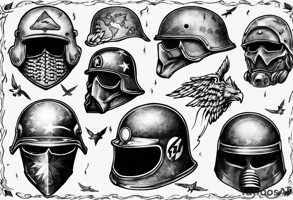ww2 helmet tattoo idea