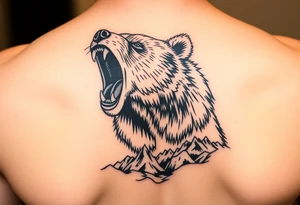 roaring bear,landscape. tattoo idea