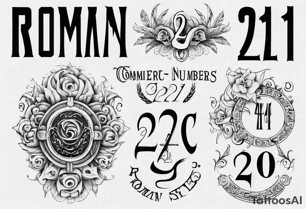 Combine the numbers 20 and 21 roman font tattoo idea