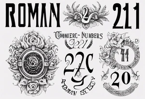 Combine the numbers 20 and 21 roman font tattoo idea