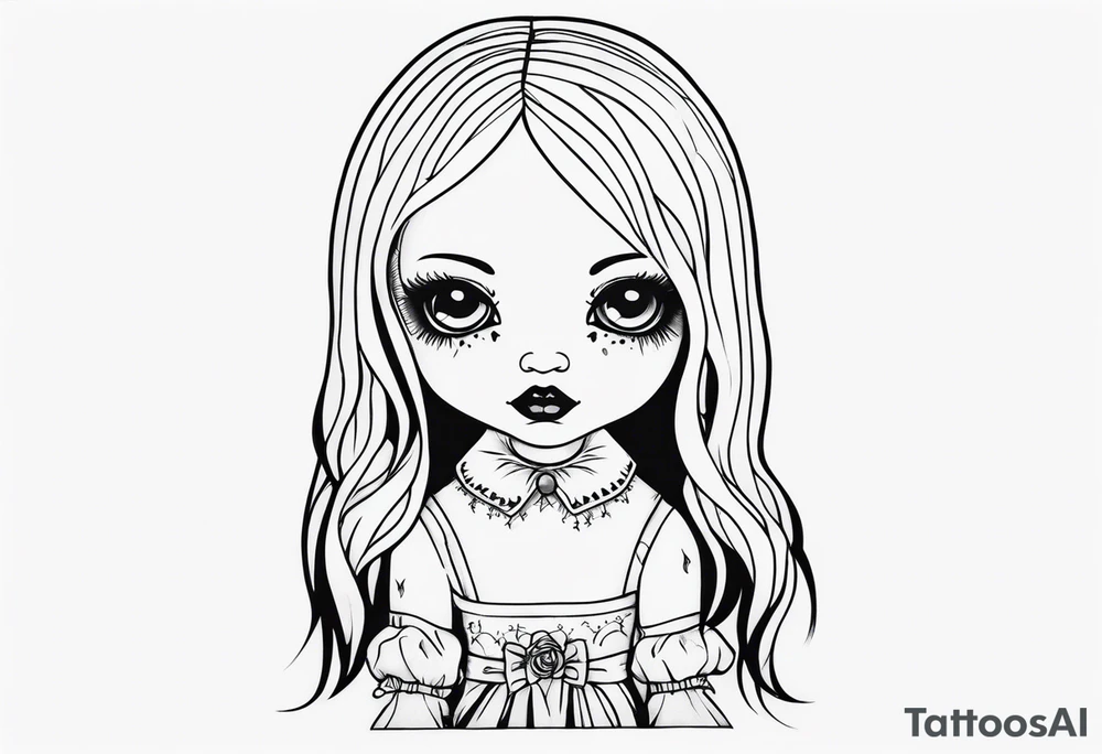 Haunting Creepy Doll tattoo idea