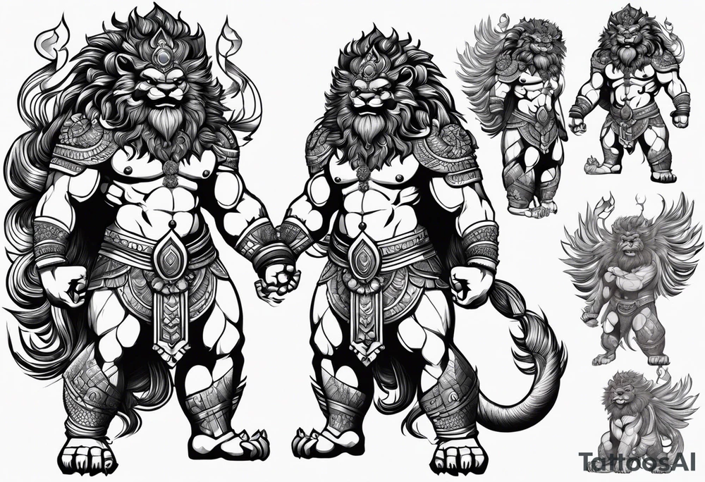 Full body narasimha tattoo idea