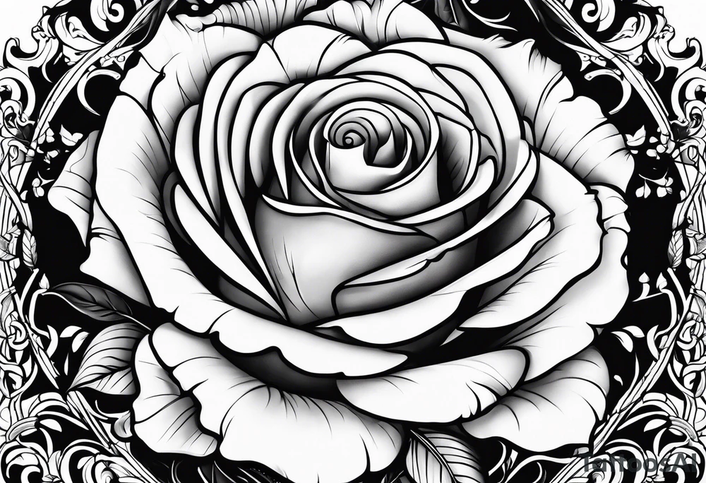 The name victoria with roses surrounding it tattoo idea