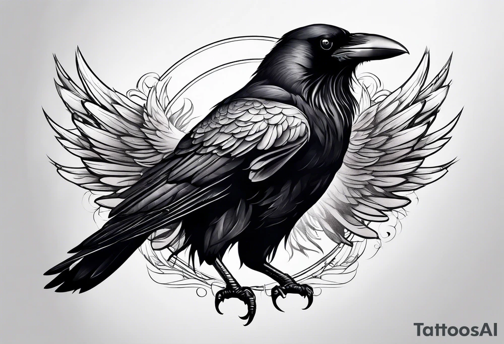 crow with open wings tattoo idea