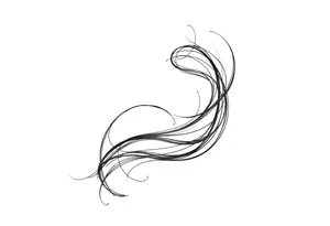 Abstract flowing black lines, blackwork tattoo design, curved movement, wraparound forearm layout, minimalistic and bold, high contrast, negative space, no background tattoo idea