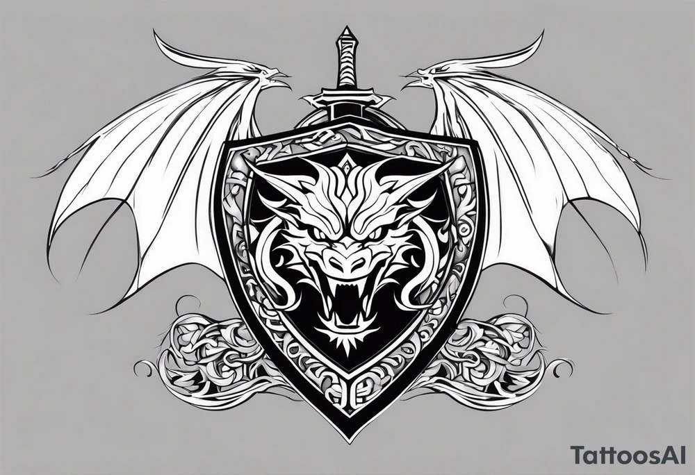 Valhalla sword shield dragon tattoo idea