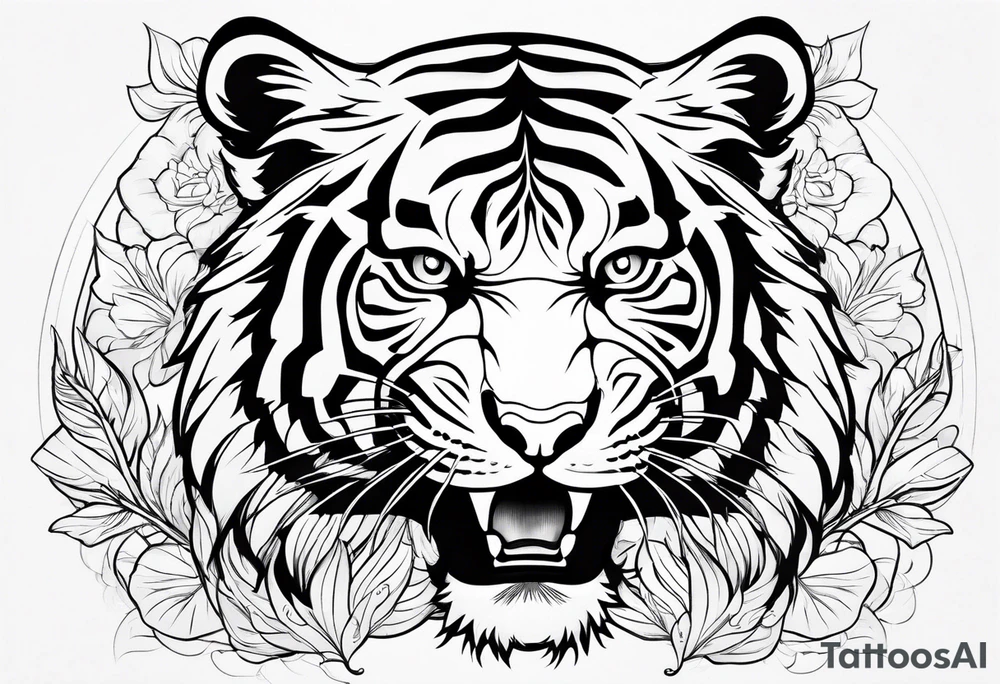 tiger smiling leaping tattoo idea