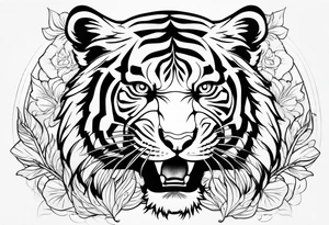 tiger smiling leaping tattoo idea