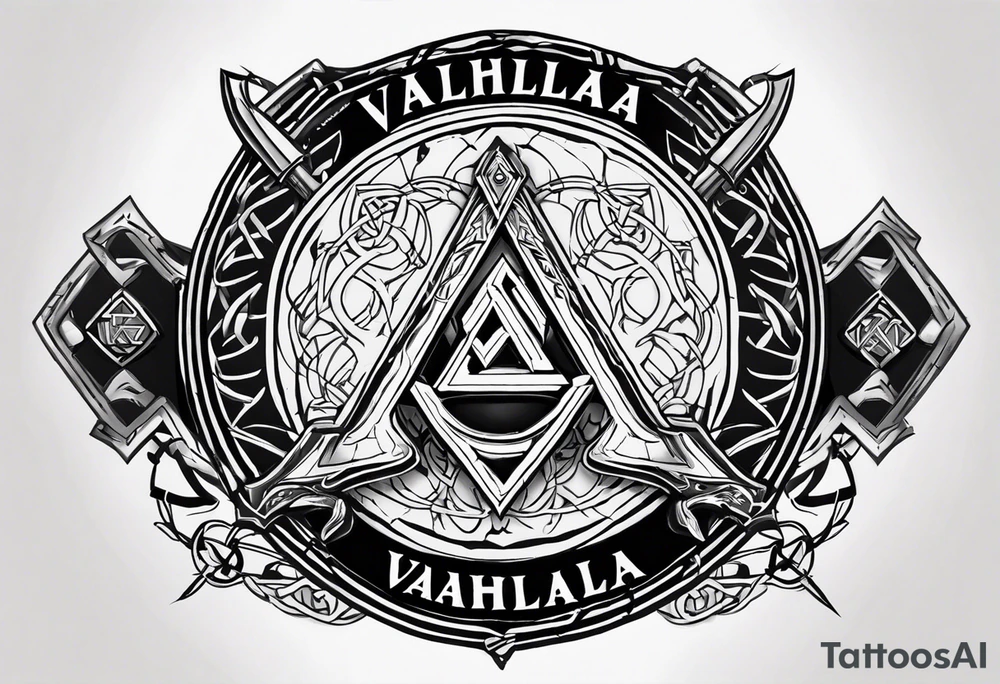 Valhalla round shield axe
Valknut barbed wire chains tattoo idea Valhalla round shield axe
Valknut barbed wire chains tattoo idea