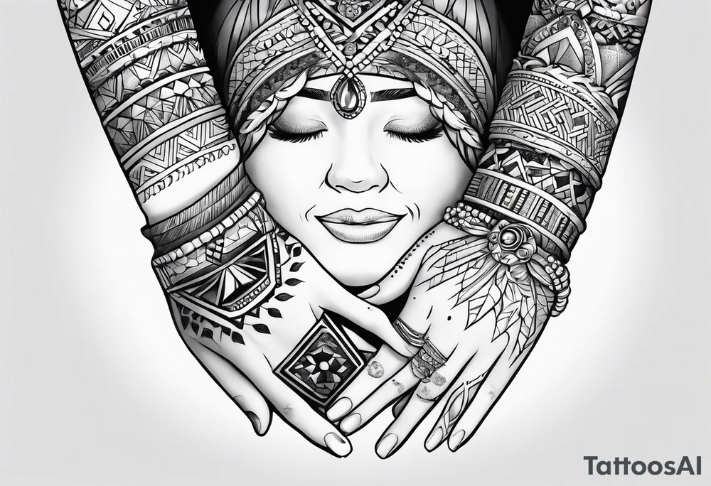 Me and my wife and my dotter my family in a bracelet tattoo idea