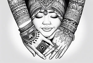 Me and my wife and my dotter my family in a bracelet tattoo idea