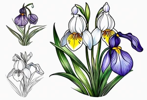 snowdrop flower and iris flower tattoo idea