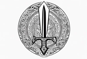 Valhalla sword shield axe Valknut  tribal tattoo idea