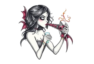 Female grim drinks death potion to get power tattoo idea