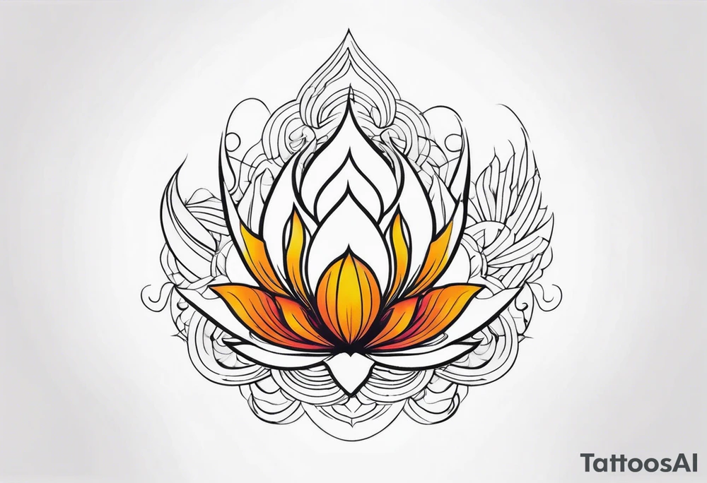 one tattoo that combines lotus flower, phoenix and helix tattoo idea