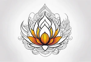 one tattoo that combines lotus flower, phoenix and helix tattoo idea