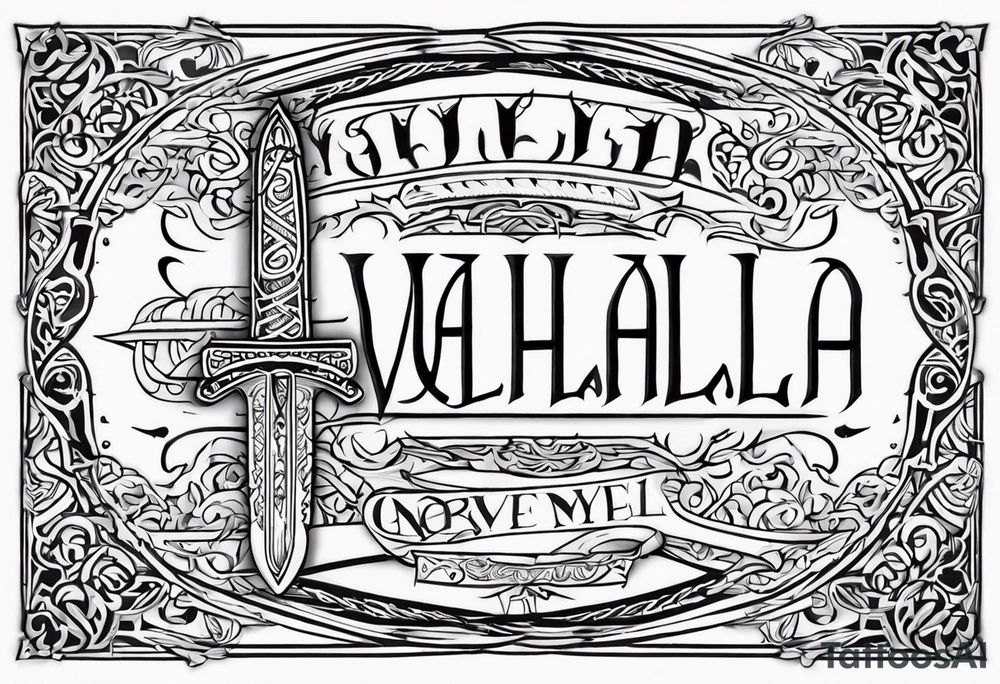 sword Valhalla prayer tattoo idea