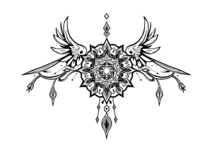 long ornament shaman and witch style mytical with ancient rhyme tattoo idea
