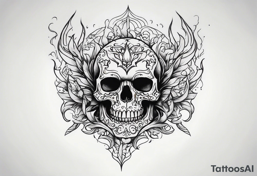 burning skull tattoo idea