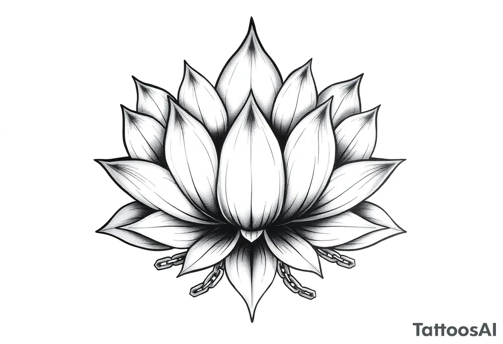Lotus flower with chains tattoo idea