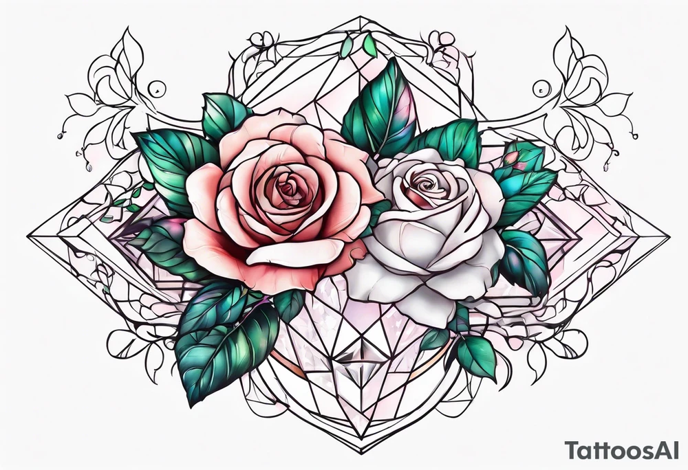 the name Crystal with rose vines going through it tattoo idea
