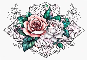the name Crystal with rose vines going through it tattoo idea