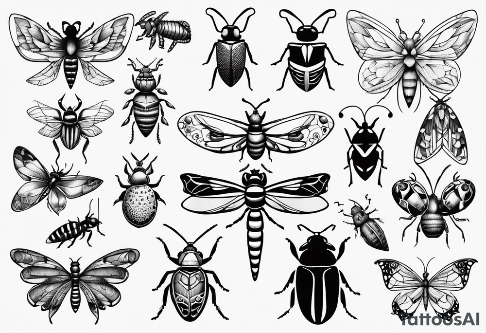 Variety of Bugs flash sheet tattoos tattoo idea