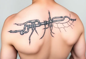 long System of pipes that transitions into veins of forearm tattoo idea