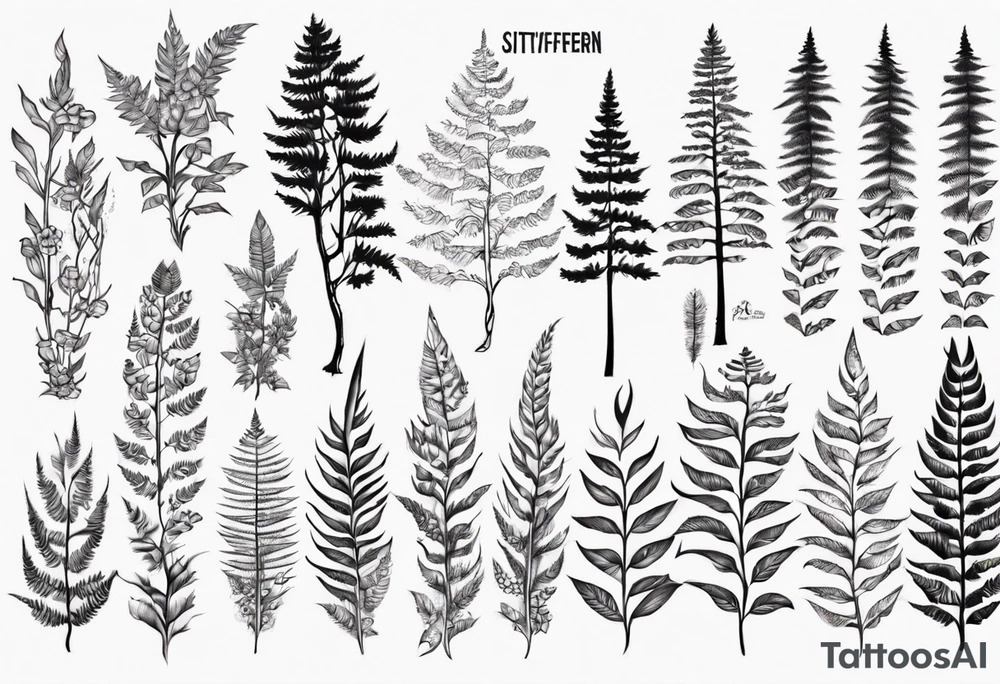Swordfern and Sitka tree tattoo idea