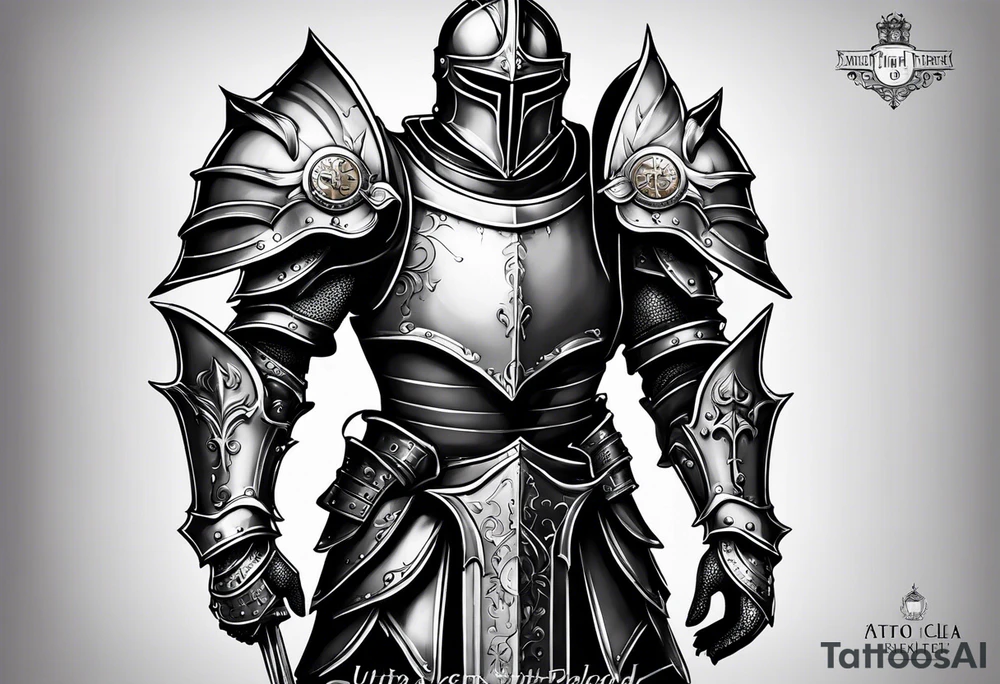knight in heavy armor full body with clock tattoo idea
