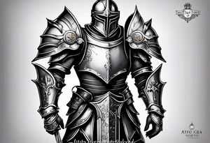 knight in heavy armor full body with clock tattoo idea