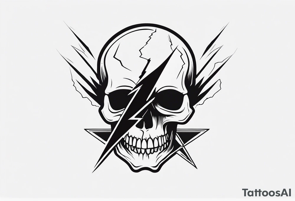 A skull with a lightning bolt striking through it tattoo idea A skull with a lightning bolt striking through it tattoo idea