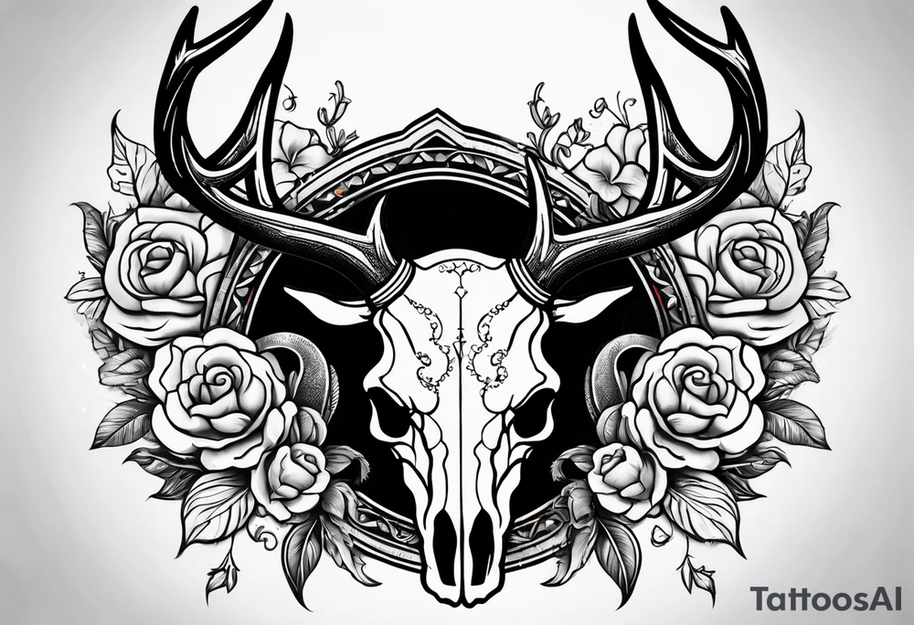 Stag skull western tattoo idea