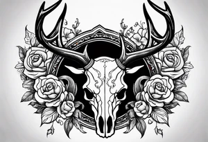 Stag skull western tattoo idea