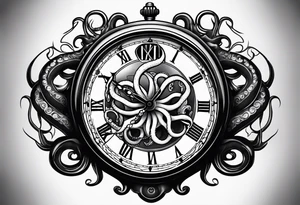 pocket watch attacked by an aggressive octopus tattoo idea