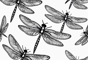 4 dragonflies flying together simple tattoo idea