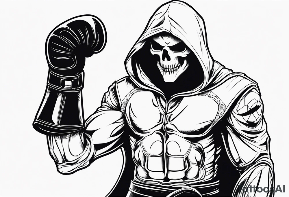 Reaper with boxing gloves tattoo idea