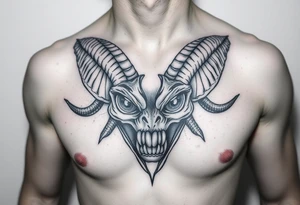 Scary teeth alien eyes 
Goat horns tattoo idea