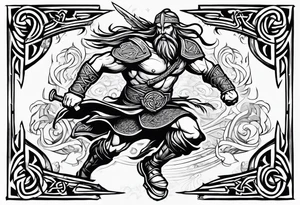 Celtic warrior running into battle facing right tattoo idea